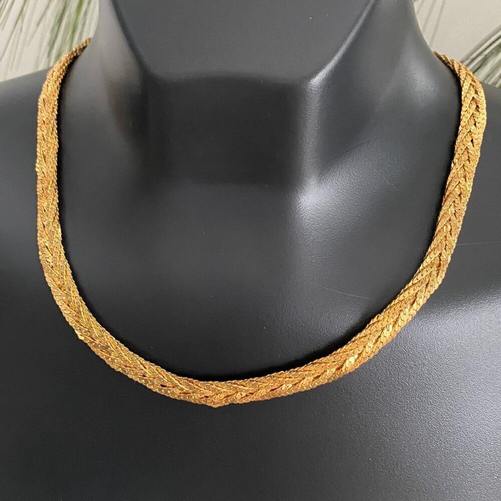 Korea VTG Braided Gold Tone 18" Necklace